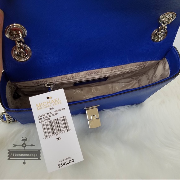 Michael Kors Tina Medium Shoulder Flap Leather Bag - Picture 5 of 7